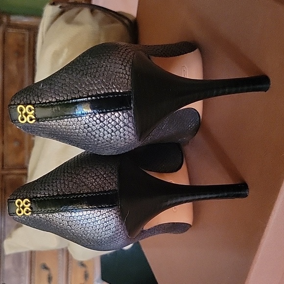 Coach Lizard Embossed pumps - metallic pewter, sz 10 - Picture 2 of 7